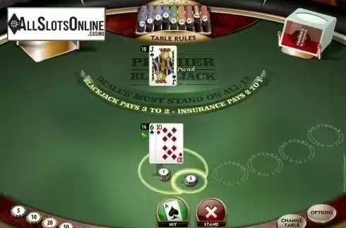 Game Screen. Premier High Streak Blackjack from Microgaming