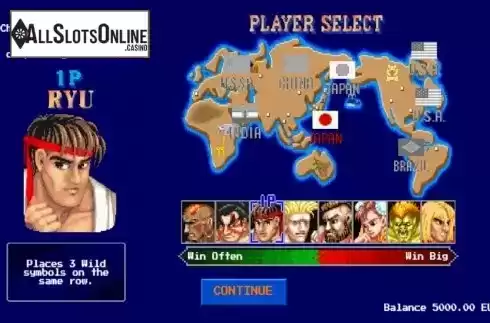 Start Screen 2. Street Fighter 2: The World Warrior from NetEnt