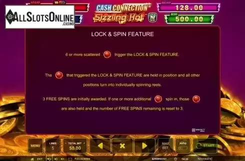 Lock and Spin feature screen