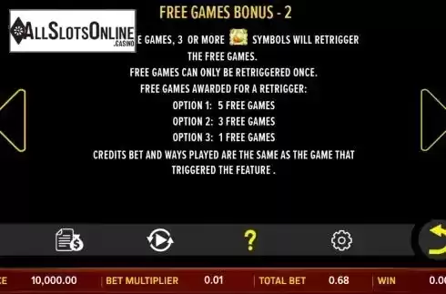 Free Game bonus screen 2