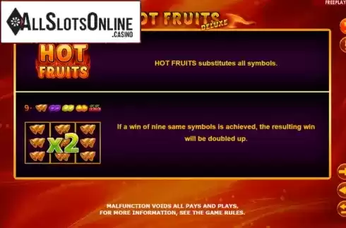 Features. Hot Fruits Deluxe (Amatic Industries) from Amatic Industries
