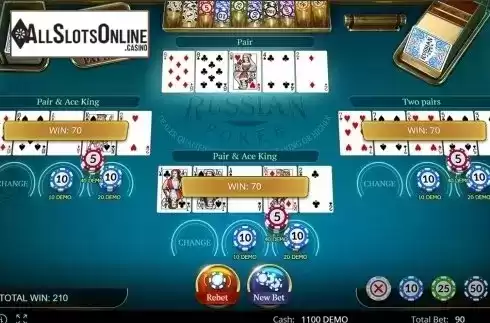Win screen . Russian Poker	 (Evoplay Entertainment) from Evoplay Entertainment