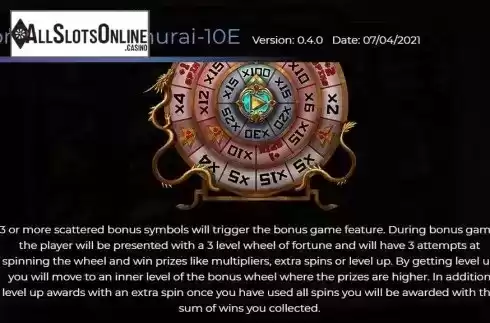 Wheel Bonus game feature screen