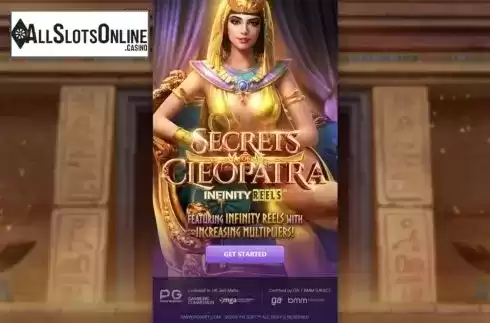 Start Screen. Secrets of Cleopatra Infinity Reels from PG Soft