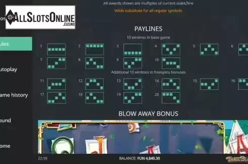 Paylines. Trail Blazer (Northern Lights Gaming) from Northern Lights Gaming