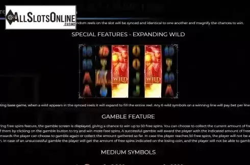Expanded and gamble features screen
