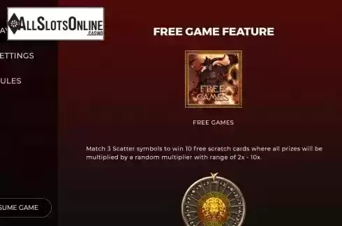 Free game feature screen
