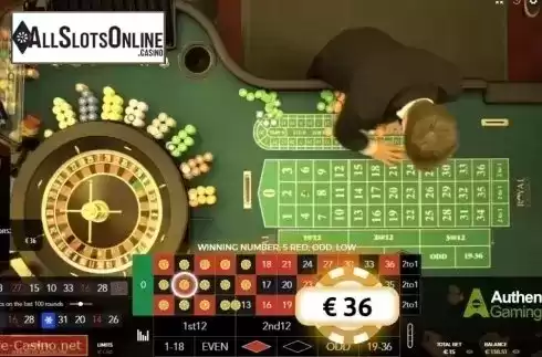 Game Screen. Royal Casino Authentic Roulette Live from Authentic Gaming