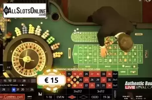 Game Screen. Royal Casino Authentic Roulette Live from Authentic Gaming