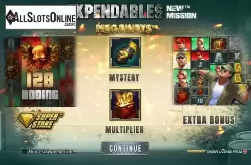 Start Screen. The Expendables New Mission Megaways from StakeLogic