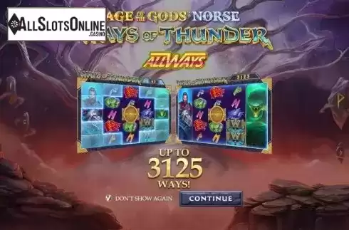 Start Screen. Age of the Gods: Norse - Ways of Thunder from Playtech Origins