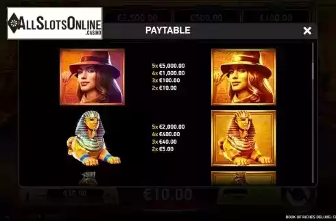 Paytable screen