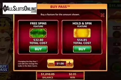 Buy Pass™ feature screen