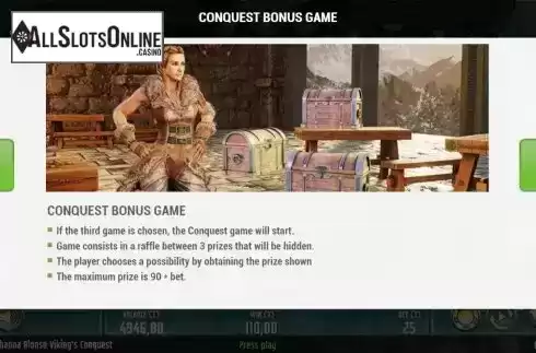 Conquest Bonus Game screen