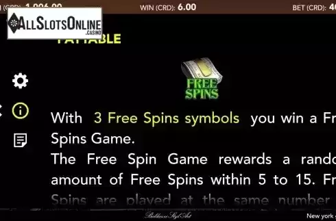 Free Spins screen