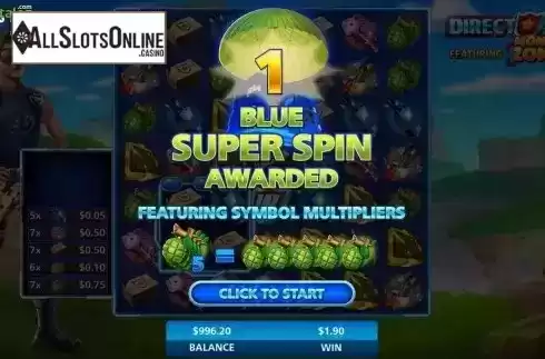 Blue Free Spin Win Screen
