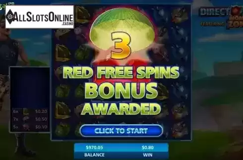 Red Free Spins Win Screen