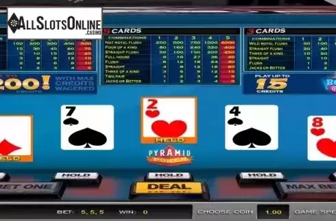 Game Screen. Pyramid Poker Bonus Deluxe (Nucleus Gaming) from Nucleus Gaming