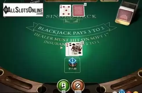 Game Screen. Single Deck Blackjack Professional Series from NetEnt