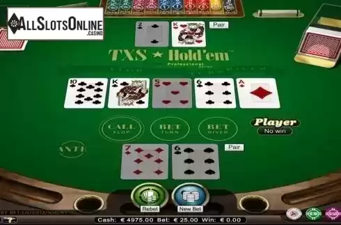 Game Screen. Texas Holdem Professional Series Low Limit from NetEnt