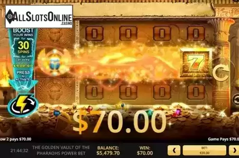 Win screen 3. The Golden Vault Of The Pharaohs Power Bet from High 5 Games