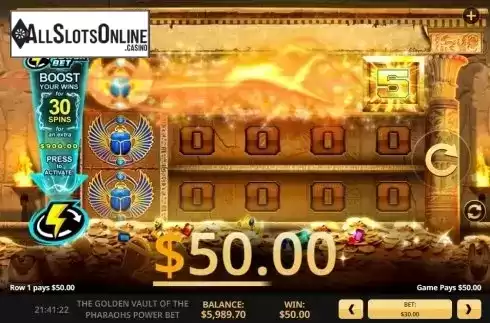 Win screen 1. The Golden Vault Of The Pharaohs Power Bet from High 5 Games