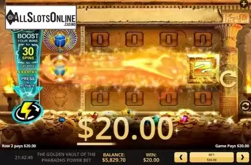 Win screen 2. The Golden Vault Of The Pharaohs Power Bet from High 5 Games