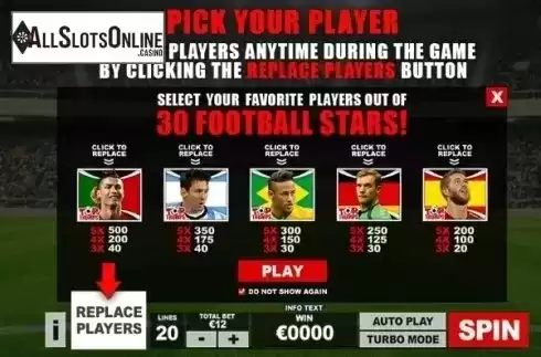Paytable 3. Top trumps football stars: Sporting Legends from Playtech