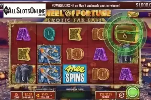 Reel Screen. Powerbucks Wheel of Fortune Exotic Far East from IGT
