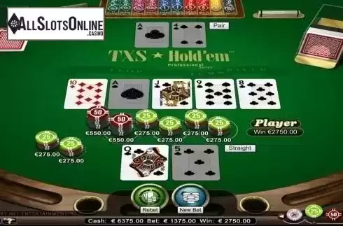 Game Screen. Texas Holdem Professional Series High Limit from NetEnt
