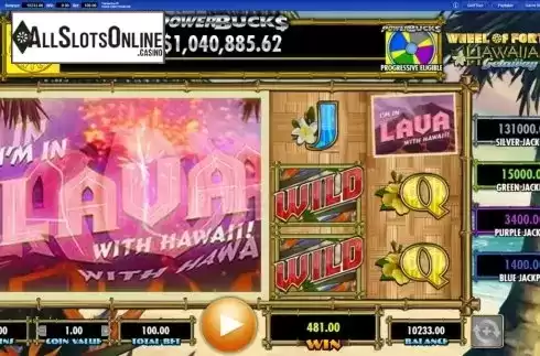 Win Screen 2. Wheel of Fortune Hawaiian Getaway Powerbucks from IGT