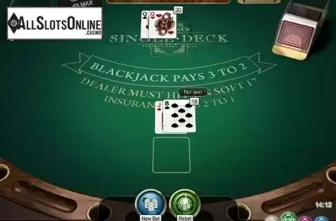 Game Screen. Single Deck Blackjack Professional Series Low Limit from NetEnt