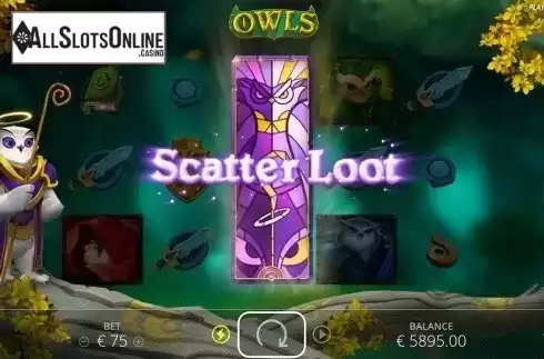 Scatter Loot screen. Owls from Nolimit City