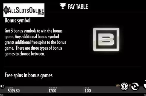 PayTable bonus symbol. Flux from Thunderkick