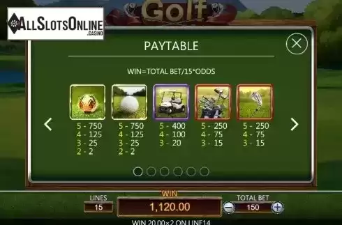 Paytable 1. Golf from Dragoon Soft