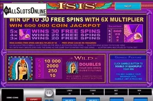 Screen2. Isis from Microgaming