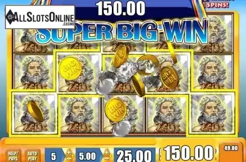 Super Big Win screen. Zeus (WMS) from WMS