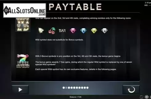 Paytable 2. 7 & Co from Espresso Games