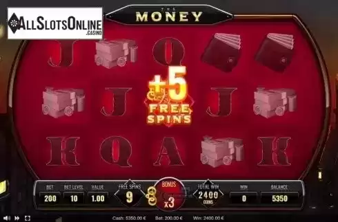 Free Spins screen. The Money from Thunderspin