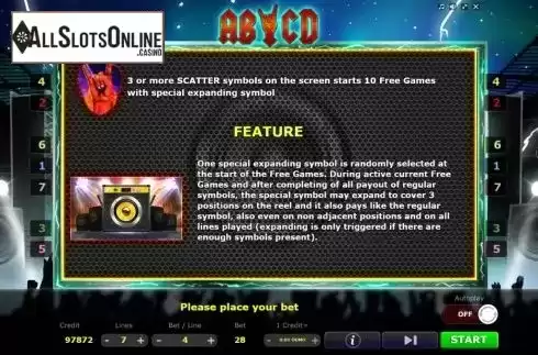 Symbols screen. AB-CD from Five Men Games