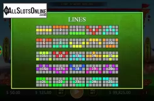 Paylines screen. Cu Ju from KA Gaming