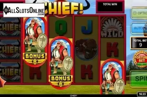 Bonus game win screen. Chief! from Inspired Gaming