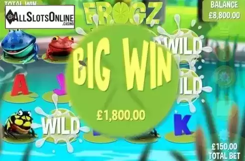 Big win screen. Frogz from Games Warehouse