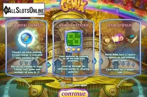 Game features. Gemix from Play'n Go