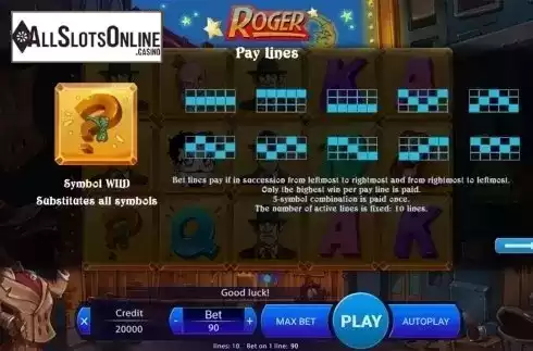 Paytable 2. Roger from X Play