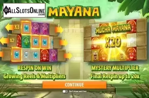 Screen 1. Mayana from Quickspin