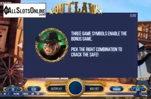 Bonus game screen. Outlaw from We Are Casino