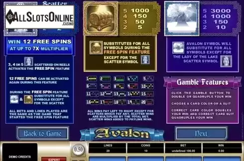Screen2. Avalon from Microgaming