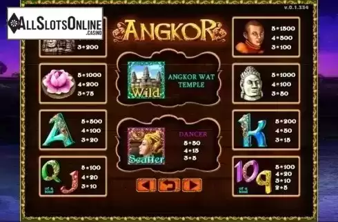 Paytable. Angkor from GMW