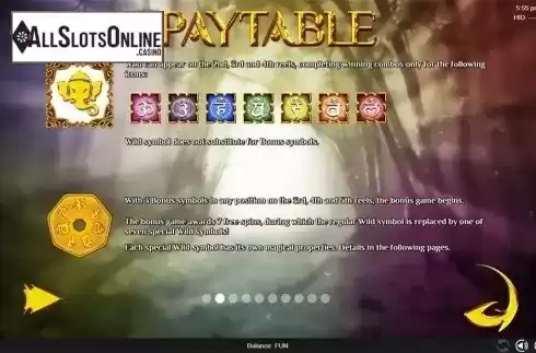 Paytable 2. Chakra from Espresso Games